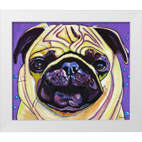 Purple Pug White Modern Wood Framed Art Print by Wronski, Kathryn