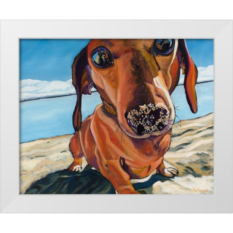 Sand Dog White Modern Wood Framed Art Print by Wronski, Kathryn