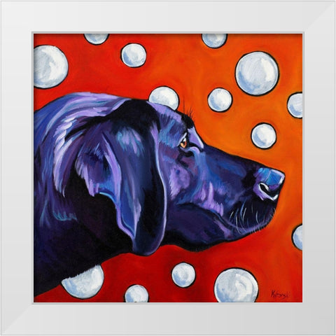 Lab and Bubbles White Modern Wood Framed Art Print by Wronski, Kathryn