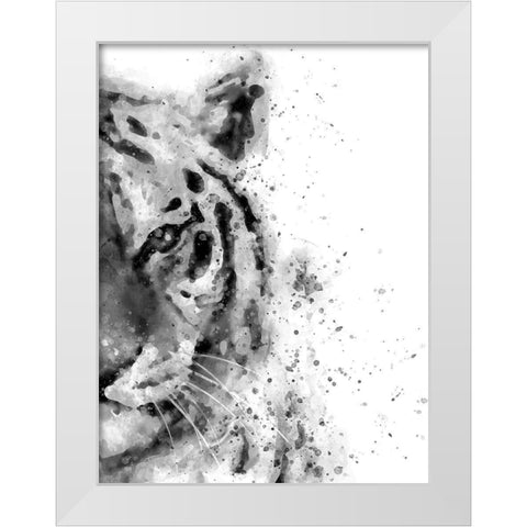 Tiger At Attention White Modern Wood Framed Art Print by Wong, Brandon