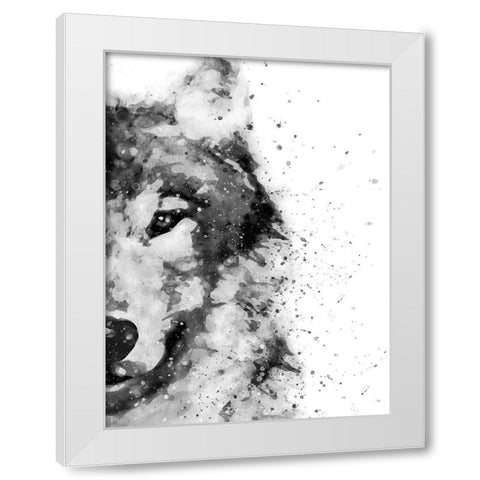 Wolf At Attention White Modern Wood Framed Art Print by Wong, Brandon