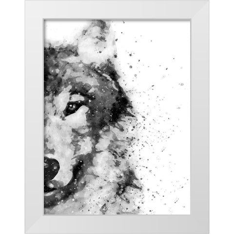 Wolf At Attention White Modern Wood Framed Art Print by Wong, Brandon