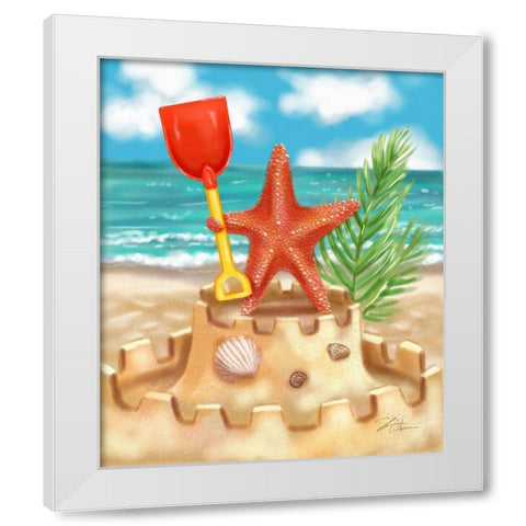 Beach Friends - Starfish White Modern Wood Framed Art Print by Warren, Shari