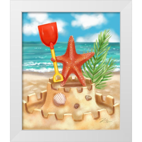 Beach Friends - Starfish White Modern Wood Framed Art Print by Warren, Shari