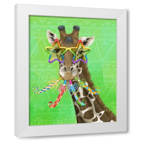 Party Safari Giraffe White Modern Wood Framed Art Print by Warren, Shari