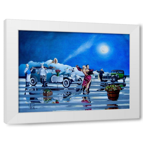 Date Night No. 4 White Modern Wood Framed Art Print by West, Ronald