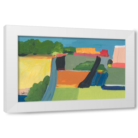 Small Town On a Hill No. 1 White Modern Wood Framed Art Print by Weiss, Jan