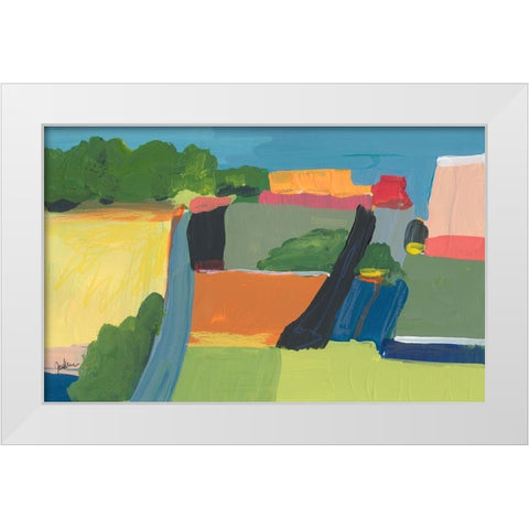Small Town On a Hill No. 1 White Modern Wood Framed Art Print by Weiss, Jan