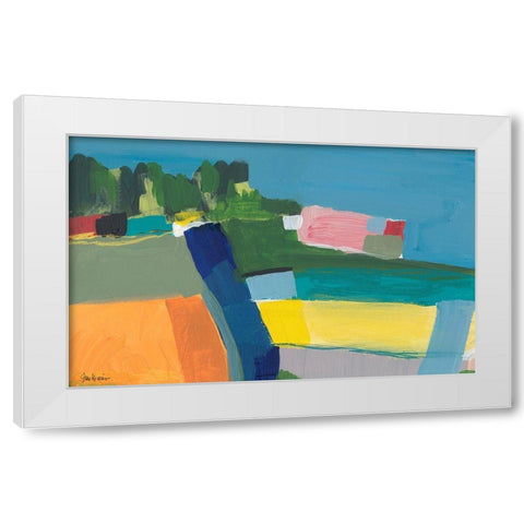 Small Town On a Hill No. 2 White Modern Wood Framed Art Print by Weiss, Jan