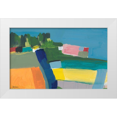 Small Town On a Hill No. 2 White Modern Wood Framed Art Print by Weiss, Jan