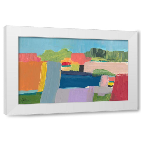 Small Town On a Hill No. 3 White Modern Wood Framed Art Print by Weiss, Jan