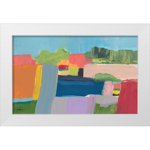 Small Town On a Hill No. 3 White Modern Wood Framed Art Print by Weiss, Jan