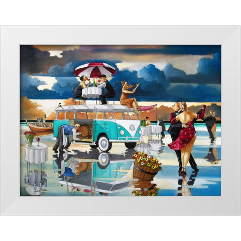 Cafe Helia White Modern Wood Framed Art Print by West, Ronald