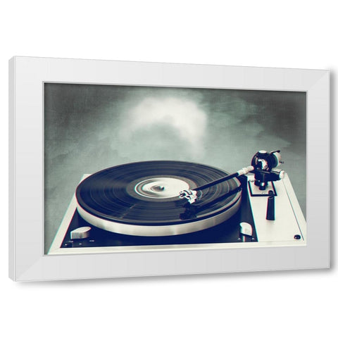 Retro Record Player White Modern Wood Framed Art Print by Wustenhagen, Dirk