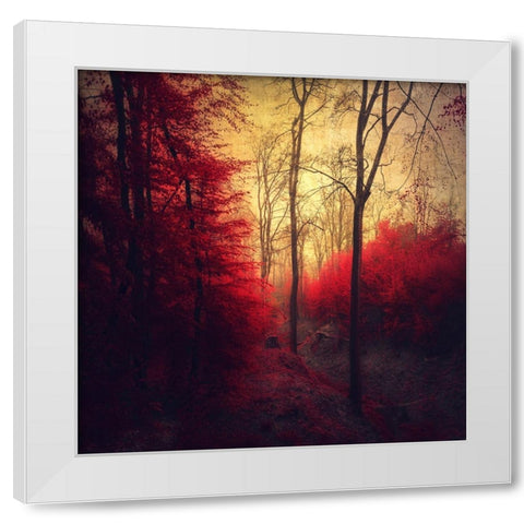 Ruby Red Forest White Modern Wood Framed Art Print by Wustenhagen, Dirk