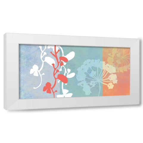 Coral Flowers White Modern Wood Framed Art Print by Weiss, Jan