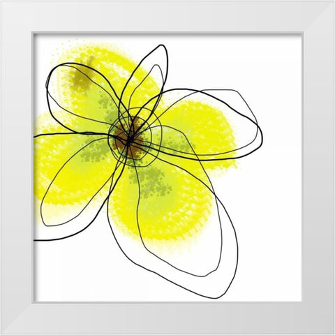 Yellow Petals Four White Modern Wood Framed Art Print by Weiss, Jan