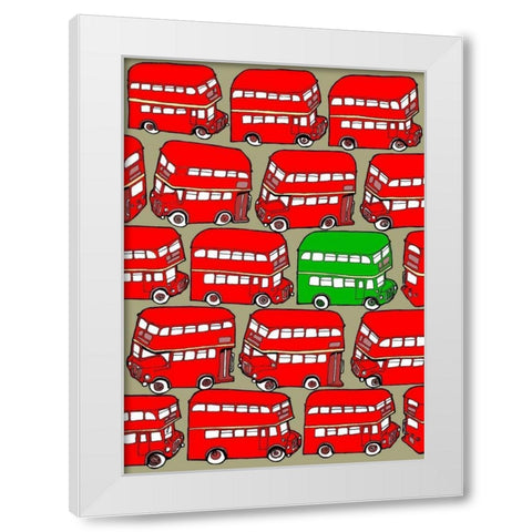 Odd Ones - Green Double Decker White Modern Wood Framed Art Print by Wilson, Duncan