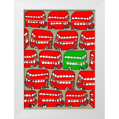 Odd Ones - Green Double Decker White Modern Wood Framed Art Print by Wilson, Duncan