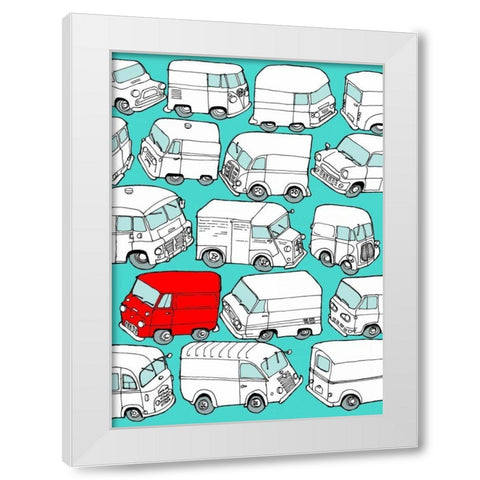 Odd Ones - Red Van White Modern Wood Framed Art Print by Wilson, Duncan