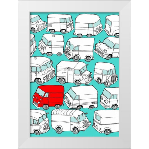 Odd Ones - Red Van White Modern Wood Framed Art Print by Wilson, Duncan