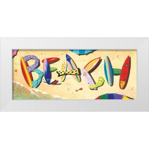 Beach in Boards White Modern Wood Framed Art Print by Westmoreland, Scott