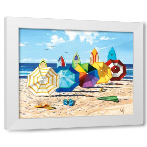 Brellas and Boards White Modern Wood Framed Art Print by Westmoreland, Scott