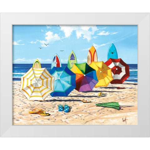 Brellas and Boards White Modern Wood Framed Art Print by Westmoreland, Scott