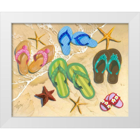 Flip Flop Family White Modern Wood Framed Art Print by Westmoreland, Scott