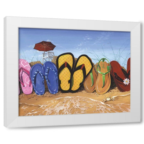 Flip Flop Fence White Modern Wood Framed Art Print by Westmoreland, Scott