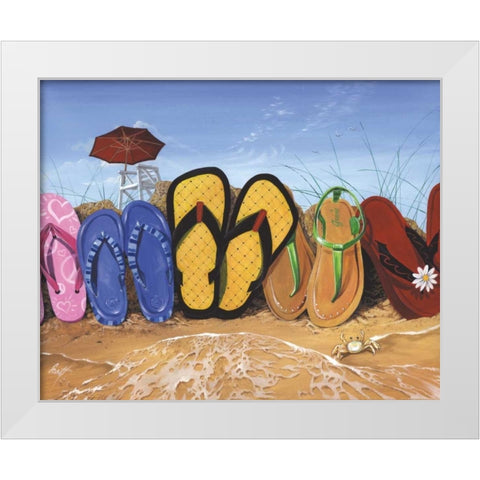 Flip Flop Fence White Modern Wood Framed Art Print by Westmoreland, Scott