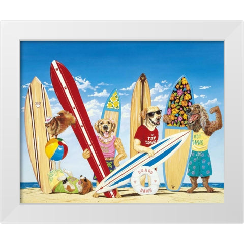 K-9 Surf Club White Modern Wood Framed Art Print by Westmoreland, Scott