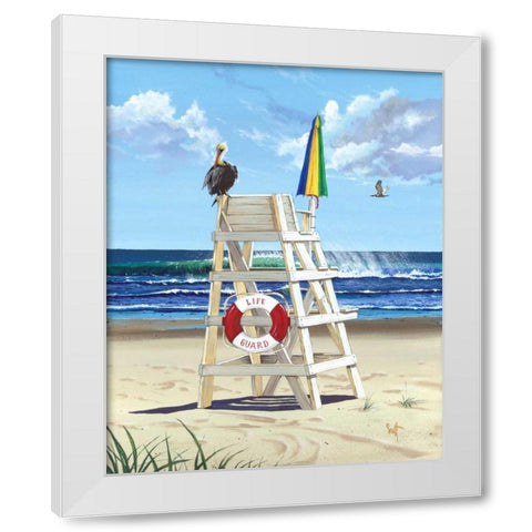 Pelican Perch White Modern Wood Framed Art Print by Westmoreland, Scott