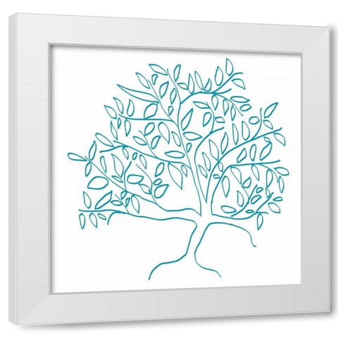 A Teal Tree White Modern Wood Framed Art Print by Weiss, Jan