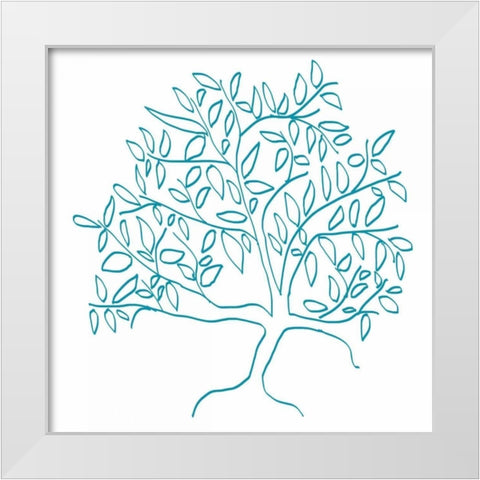 A Teal Tree White Modern Wood Framed Art Print by Weiss, Jan