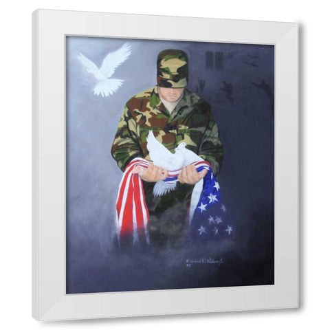 A Prayer for Peace White Modern Wood Framed Art Print by Wilson, Richard