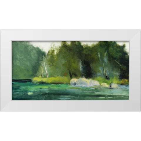 Lily Pond and Dark Woods White Modern Wood Framed Art Print by Wakefield, Martha
