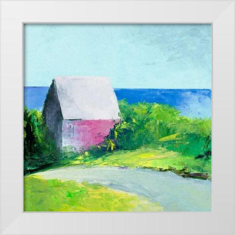 Pink House White Modern Wood Framed Art Print by Wakefield, Martha