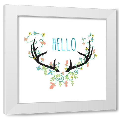 Hello White Modern Wood Framed Art Print by Weiss, Jan