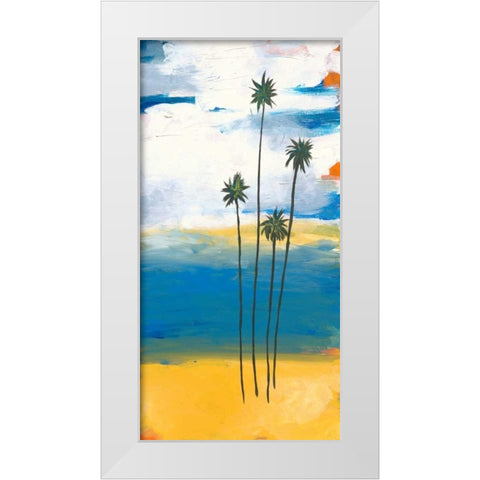 Four Palms White Modern Wood Framed Art Print by Weiss, Jan