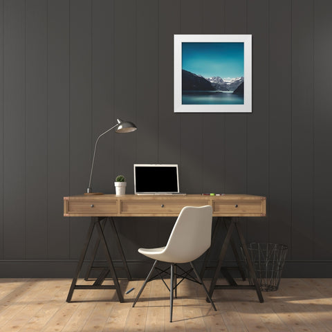 Turquoise Mountain Lake White Modern Wood Framed Art Print by Wuestenhagen, Dirk