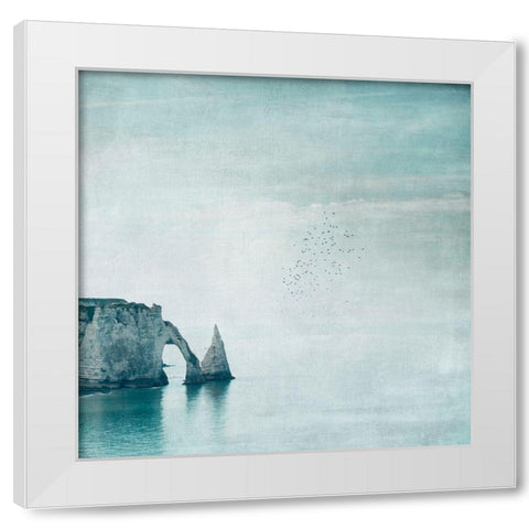 Porte d aval and Aiguille - Normandy White Modern Wood Framed Art Print by Wuestenhagen, Dirk