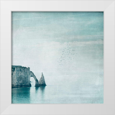 Porte d aval and Aiguille - Normandy White Modern Wood Framed Art Print by Wuestenhagen, Dirk