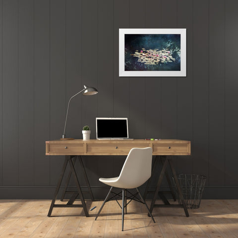 Waterlilies White Modern Wood Framed Art Print by Wuestenhagen, Dirk