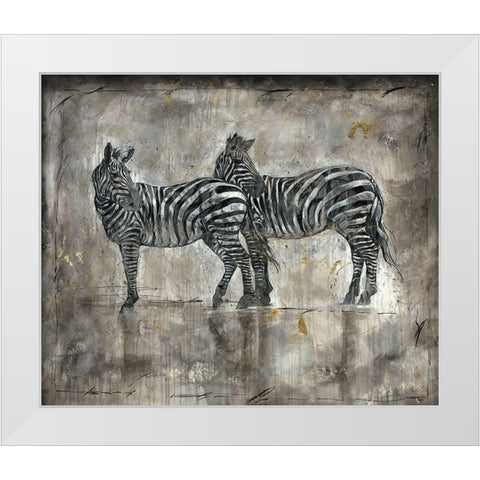 Zebras White Modern Wood Framed Art Print by Wiley, Marta