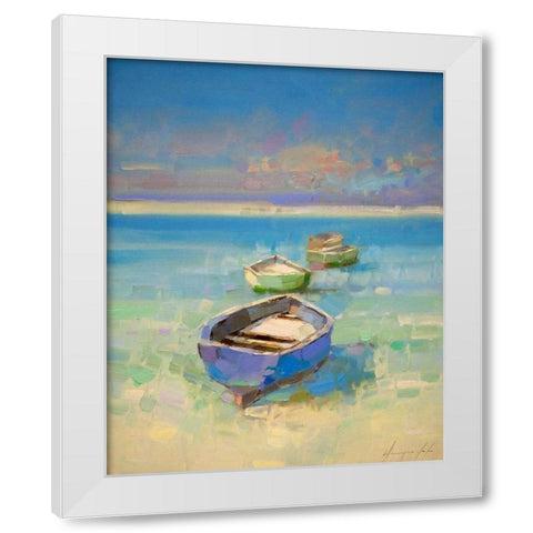 Caribbean Beach White Modern Wood Framed Art Print by Yeremyan, Vahe