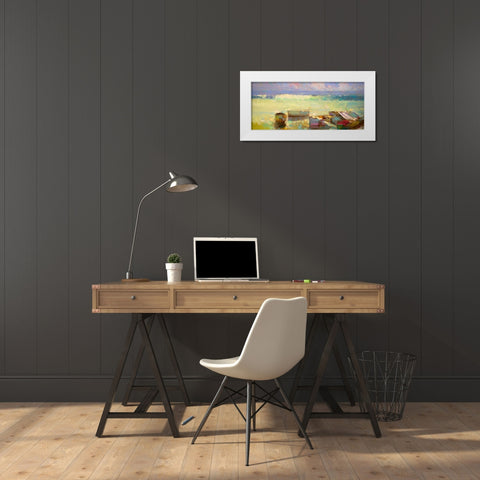 Rowboats White Modern Wood Framed Art Print by Yeremyan, Vahe