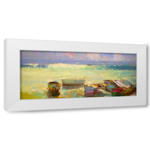 Rowboats White Modern Wood Framed Art Print by Yeremyan, Vahe