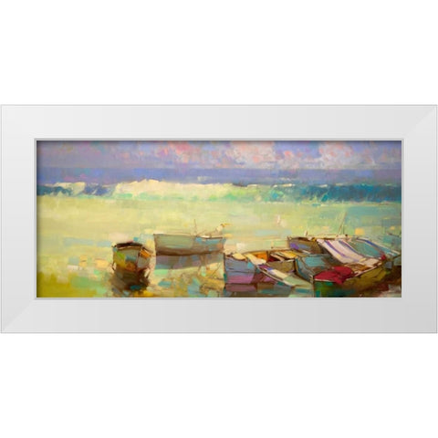 Rowboats White Modern Wood Framed Art Print by Yeremyan, Vahe
