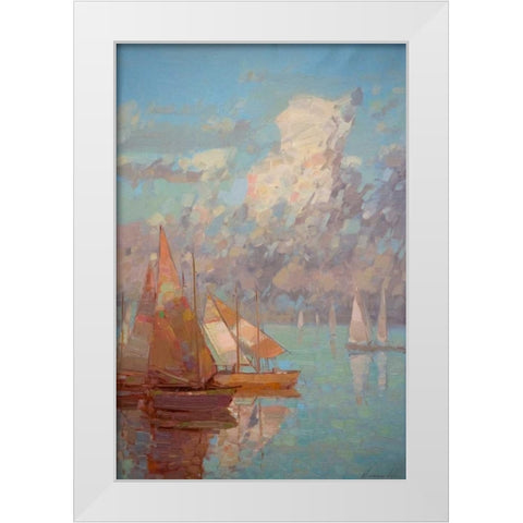 Sail Boats White Modern Wood Framed Art Print by Yeremyan, Vahe